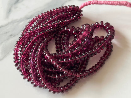 Rhodolite Garnet Smooth Rondelle Shape Beads