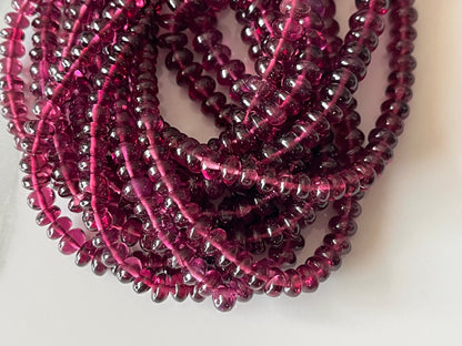 Rhodolite Garnet Smooth Rondelle Shape Beads