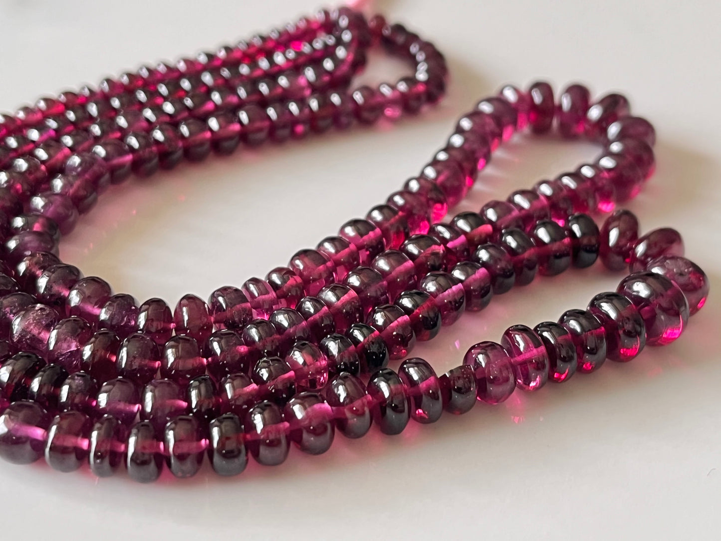 Rhodolite Garnet Smooth Rondelle Shape Beads