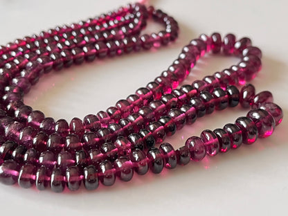 Rhodolite Garnet Smooth Rondelle Shape Beads