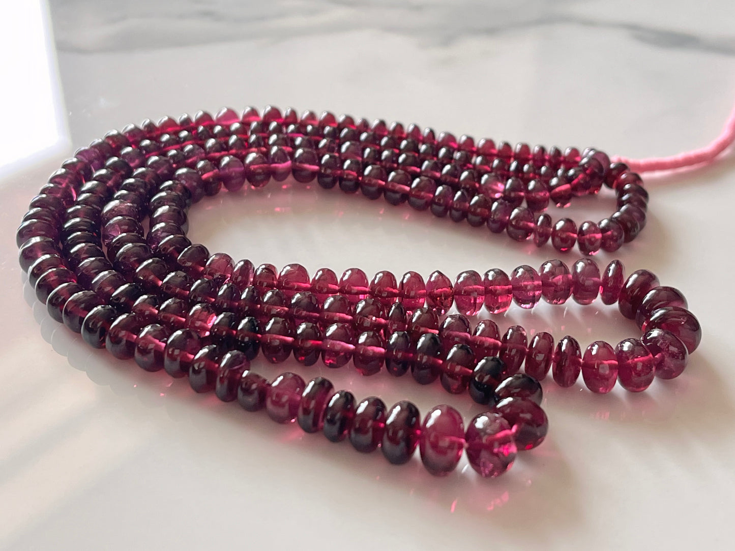 Rhodolite Garnet Smooth Rondelle Shape Beads