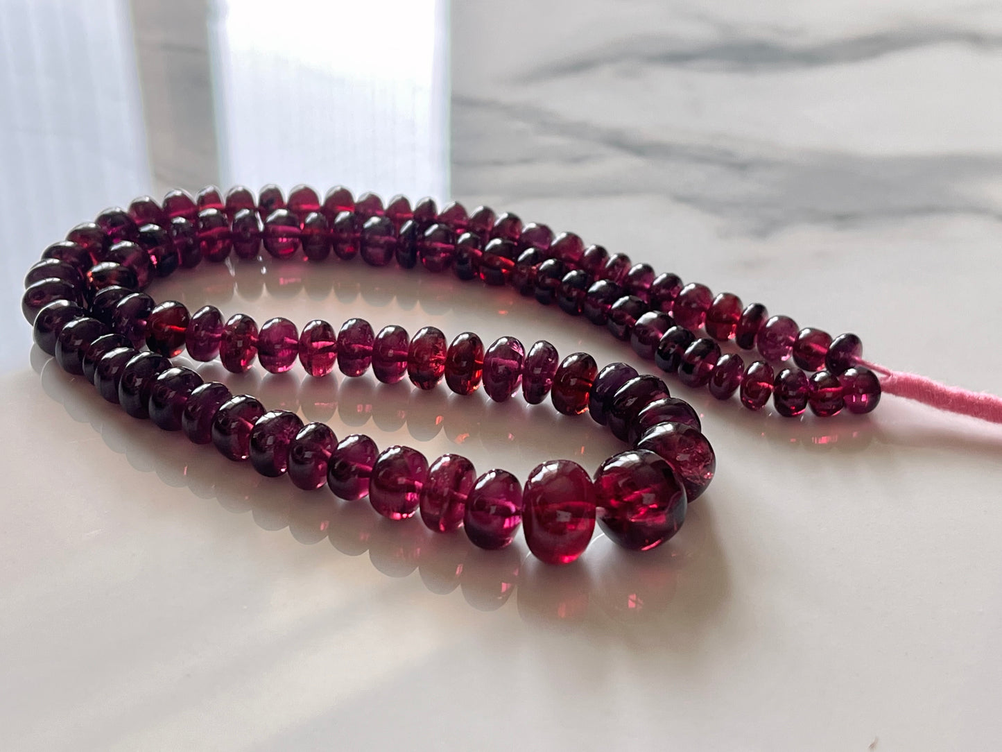 Rhodolite Garnet Smooth Rondelle Shape Beads