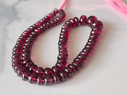 Rhodolite Garnet Smooth Rondelle Shape Beads
