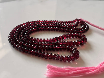 Rhodolite Garnet Smooth Rondelle Shape Beads