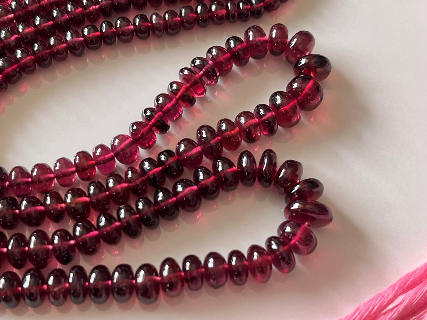 Rhodolite Garnet Smooth Rondelle Shape Beads