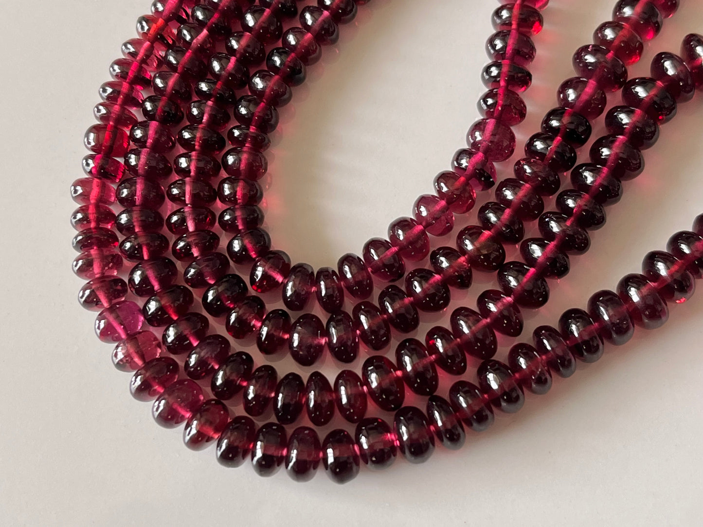 Rhodolite Garnet Smooth Rondelle Shape Beads
