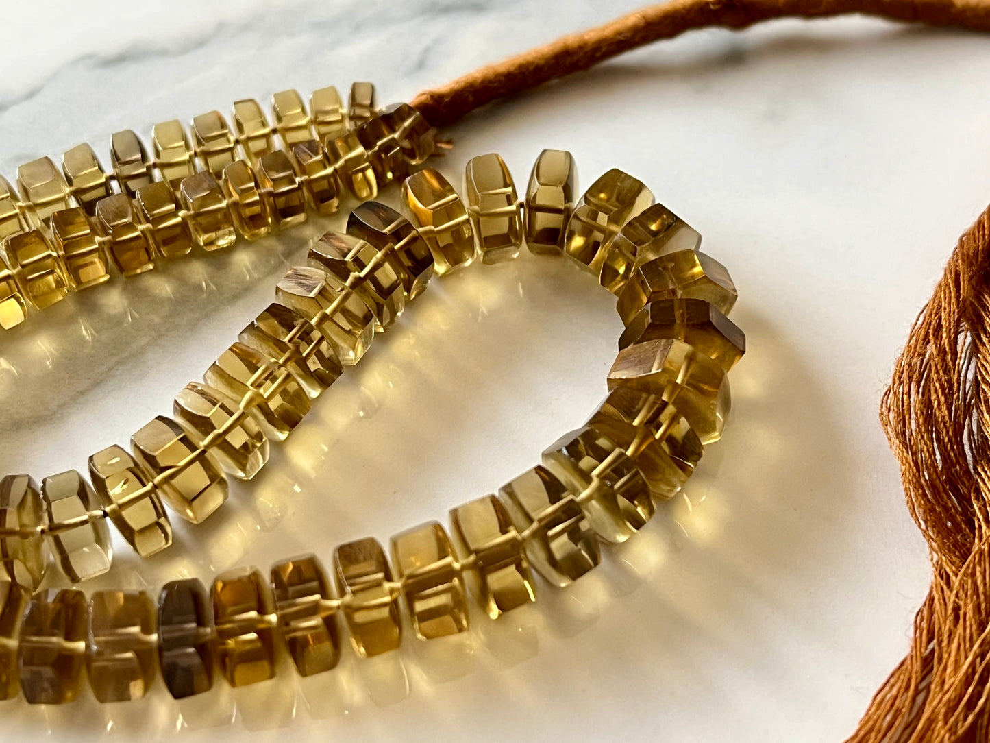Champagne Quartz Smooth Bolt Shape Beads