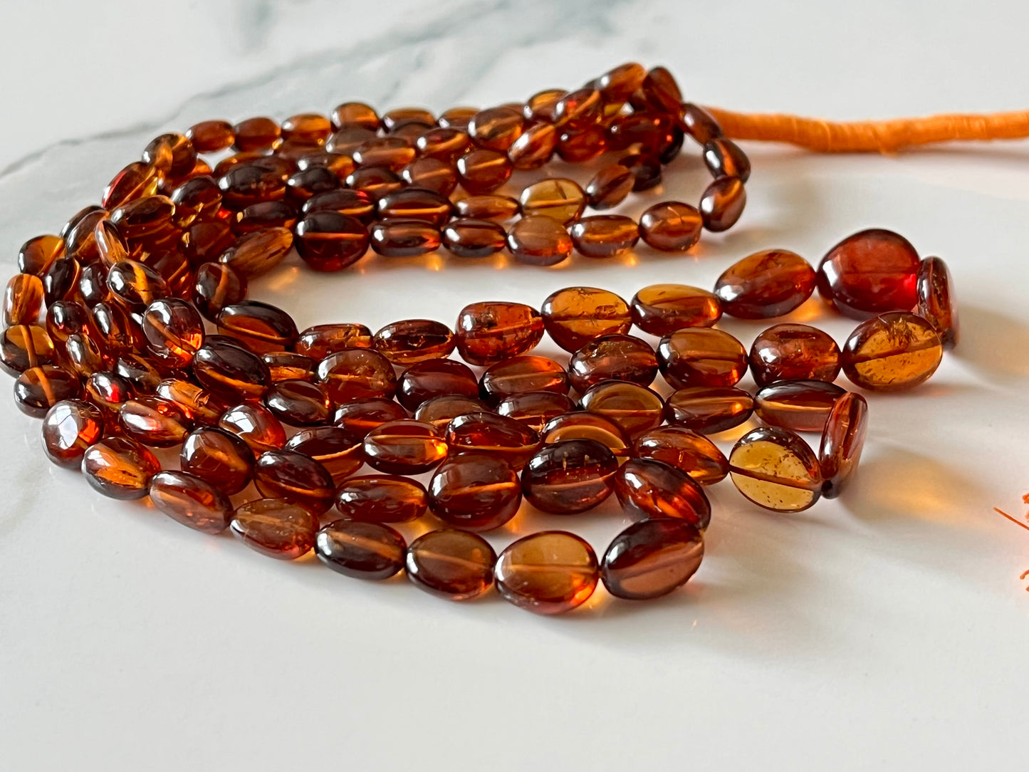 Hessonite Garnet Smooth tumble Shape Beads