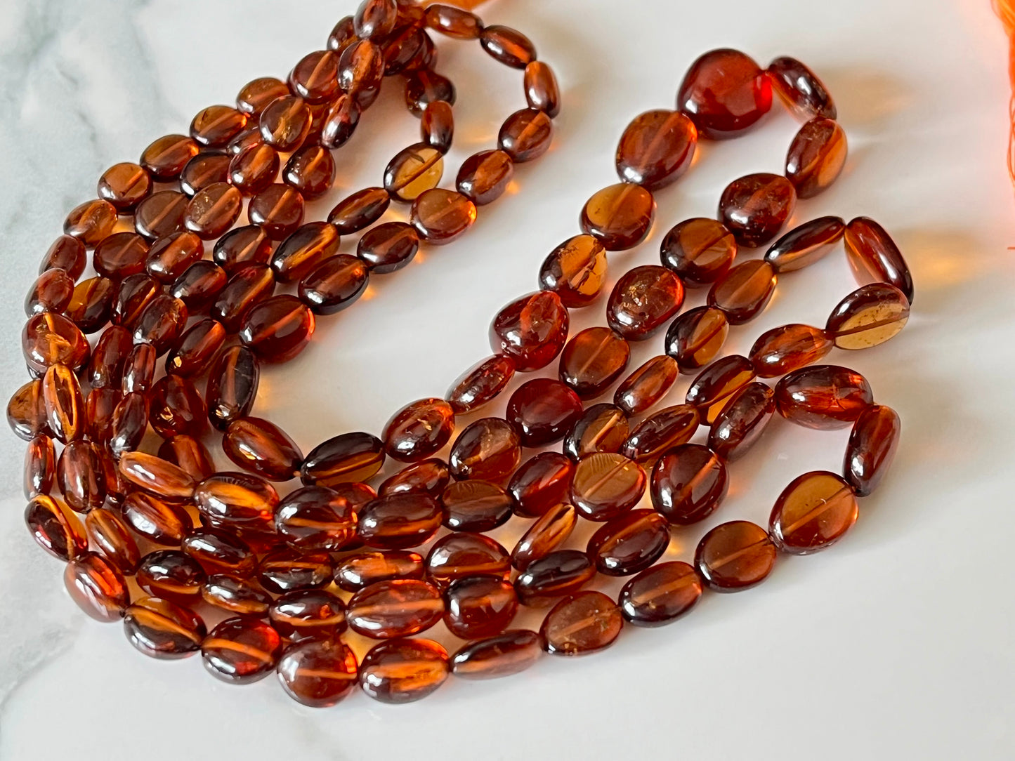 Hessonite Garnet Smooth tumble Shape Beads