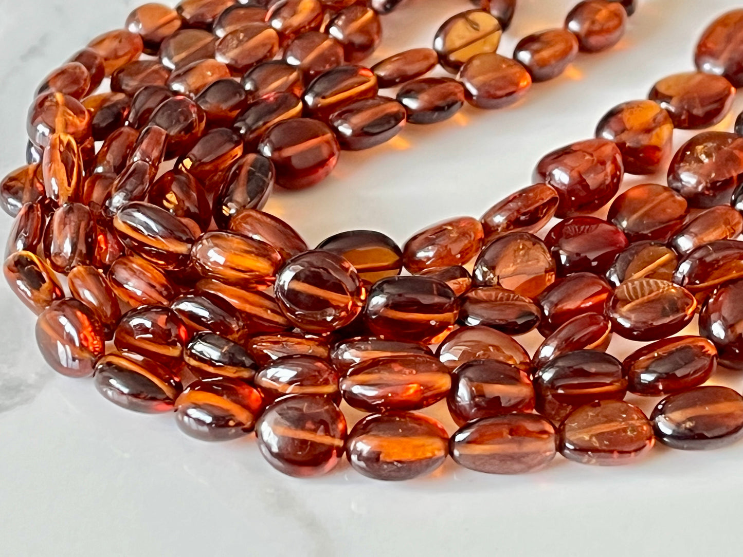 Hessonite Garnet Smooth tumble Shape Beads