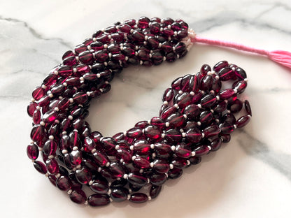 Rhodolite Garnet Smooth Oval Shape Beads