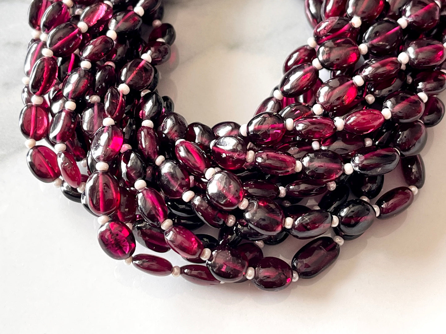 Rhodolite Garnet Smooth Oval Shape Beads