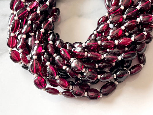 Rhodolite Garnet Smooth Oval Shape Beads