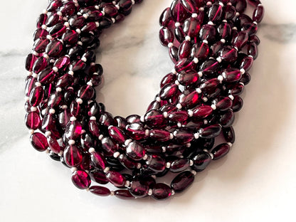 Rhodolite Garnet Smooth Oval Shape Beads