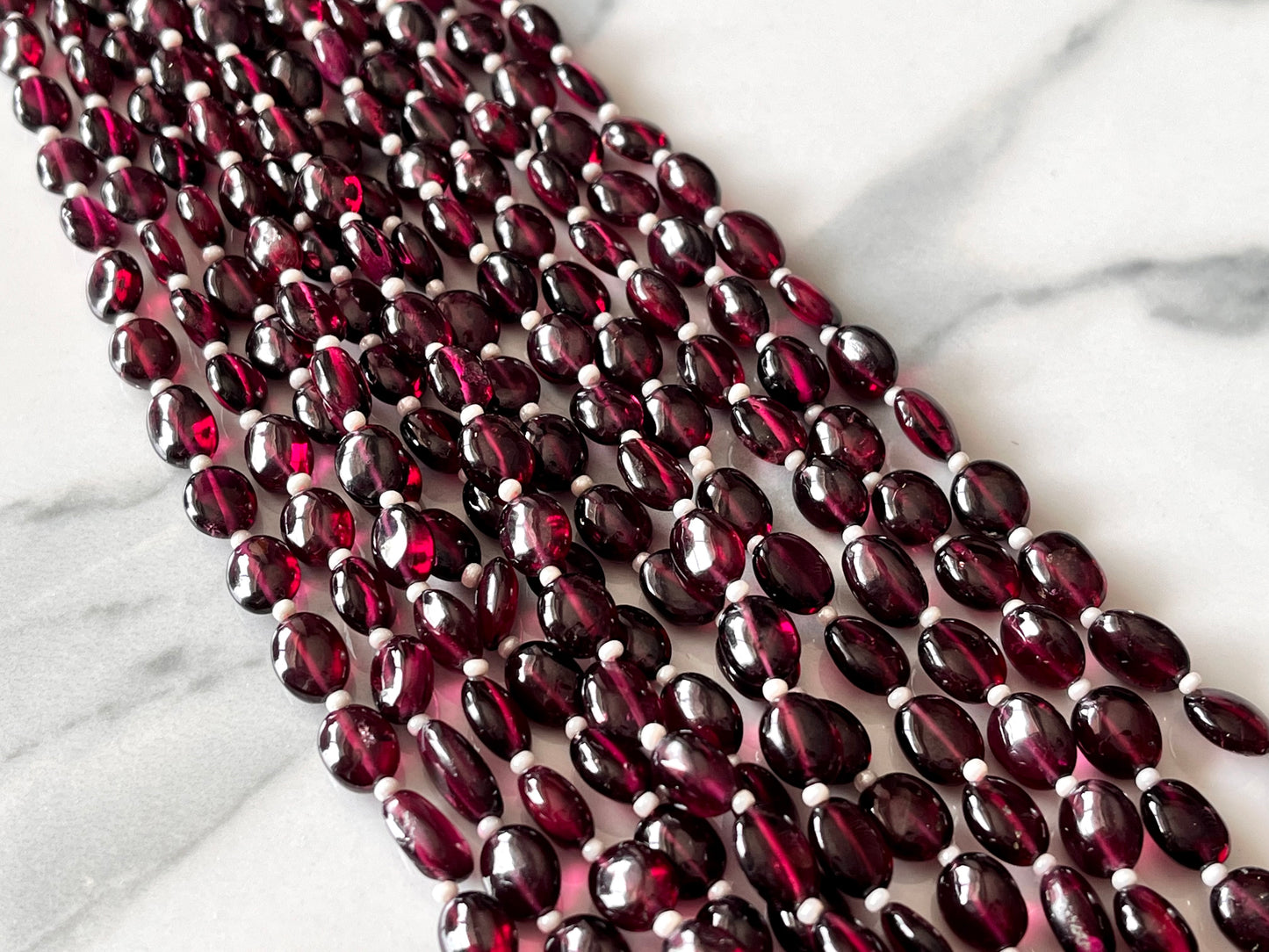 Rhodolite Garnet Smooth Oval Shape Beads