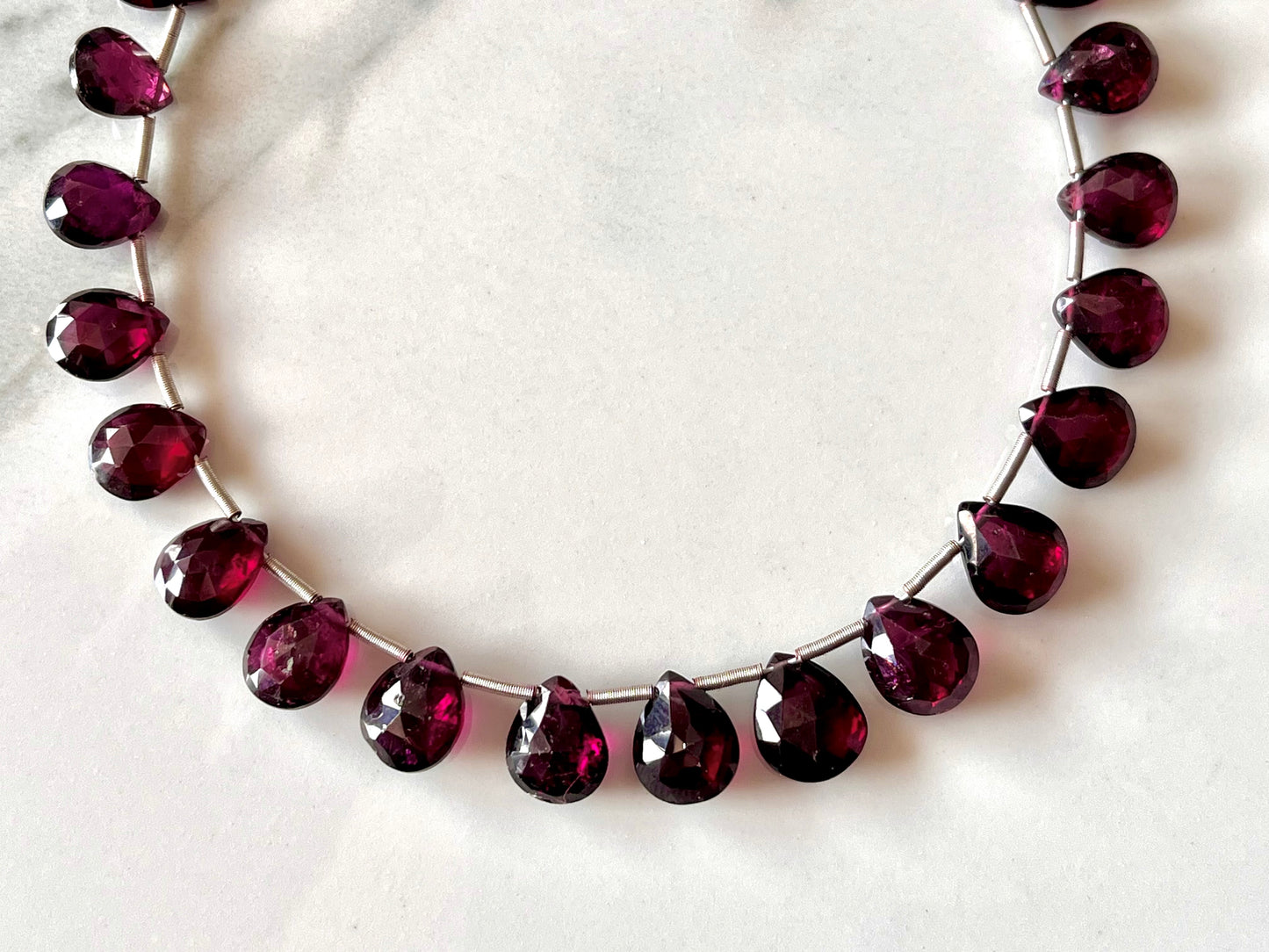 Rhodolite Garnet Faceted Pear Briolette beads