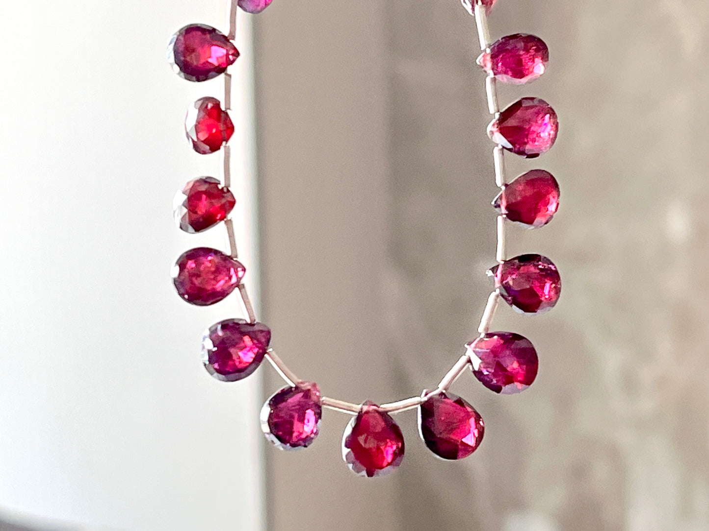 Rhodolite Garnet Faceted Pear Briolette beads