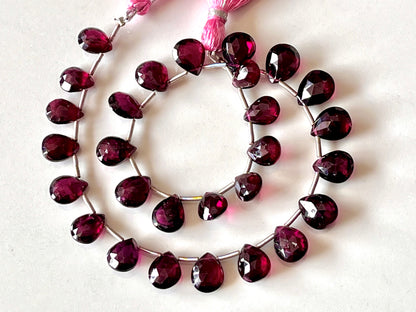 Rhodolite Garnet Faceted Pear Briolette beads