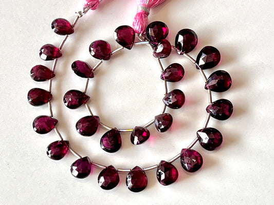 Rhodolite Garnet Faceted Pear Briolette beads