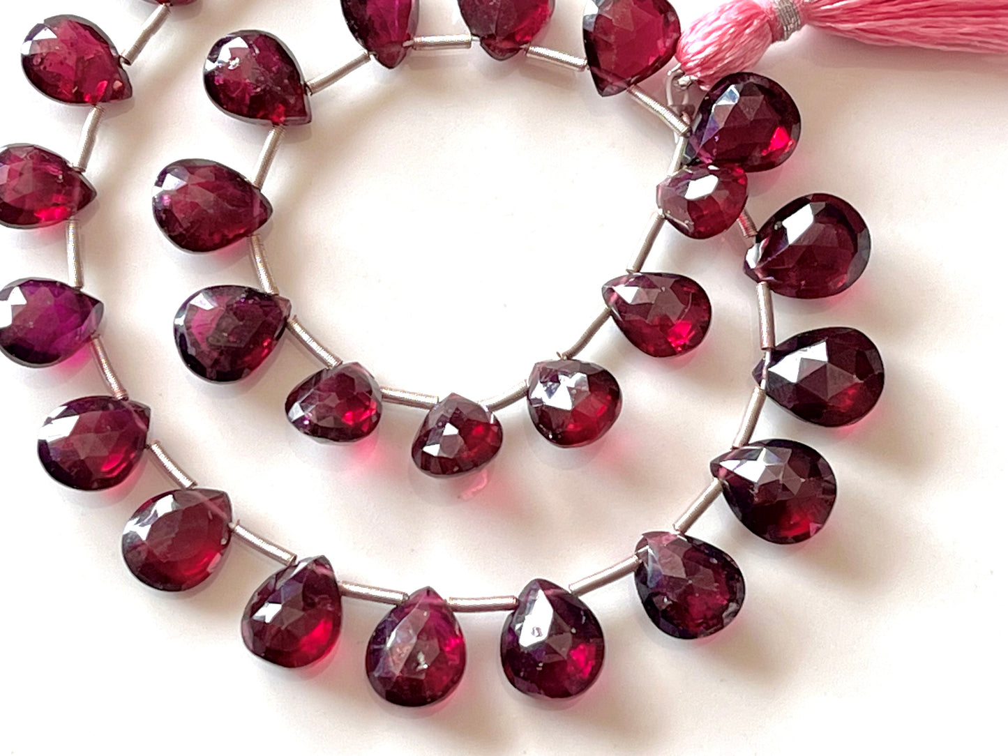 Rhodolite Garnet Faceted Pear Briolette beads