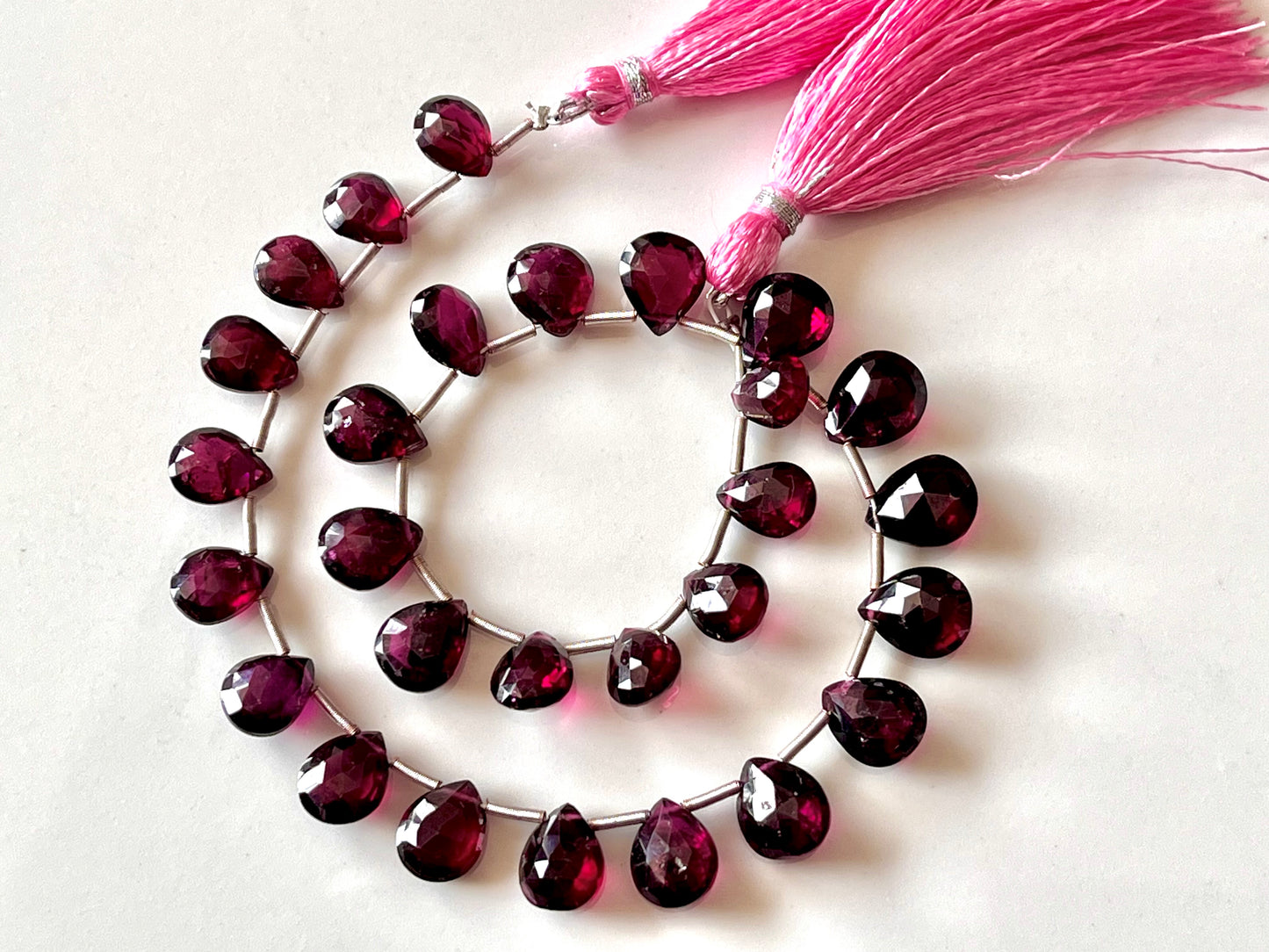 Rhodolite Garnet Faceted Pear Briolette beads