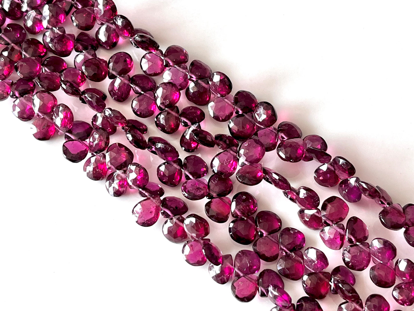 Rhodolite Garnet Faceted Heart Briolette beads
