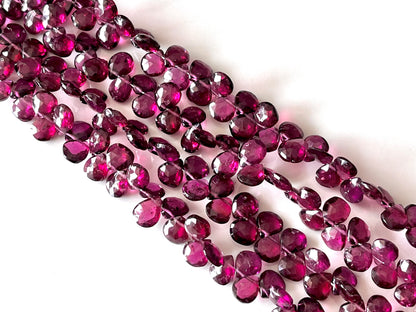Rhodolite Garnet Faceted Heart Briolette beads