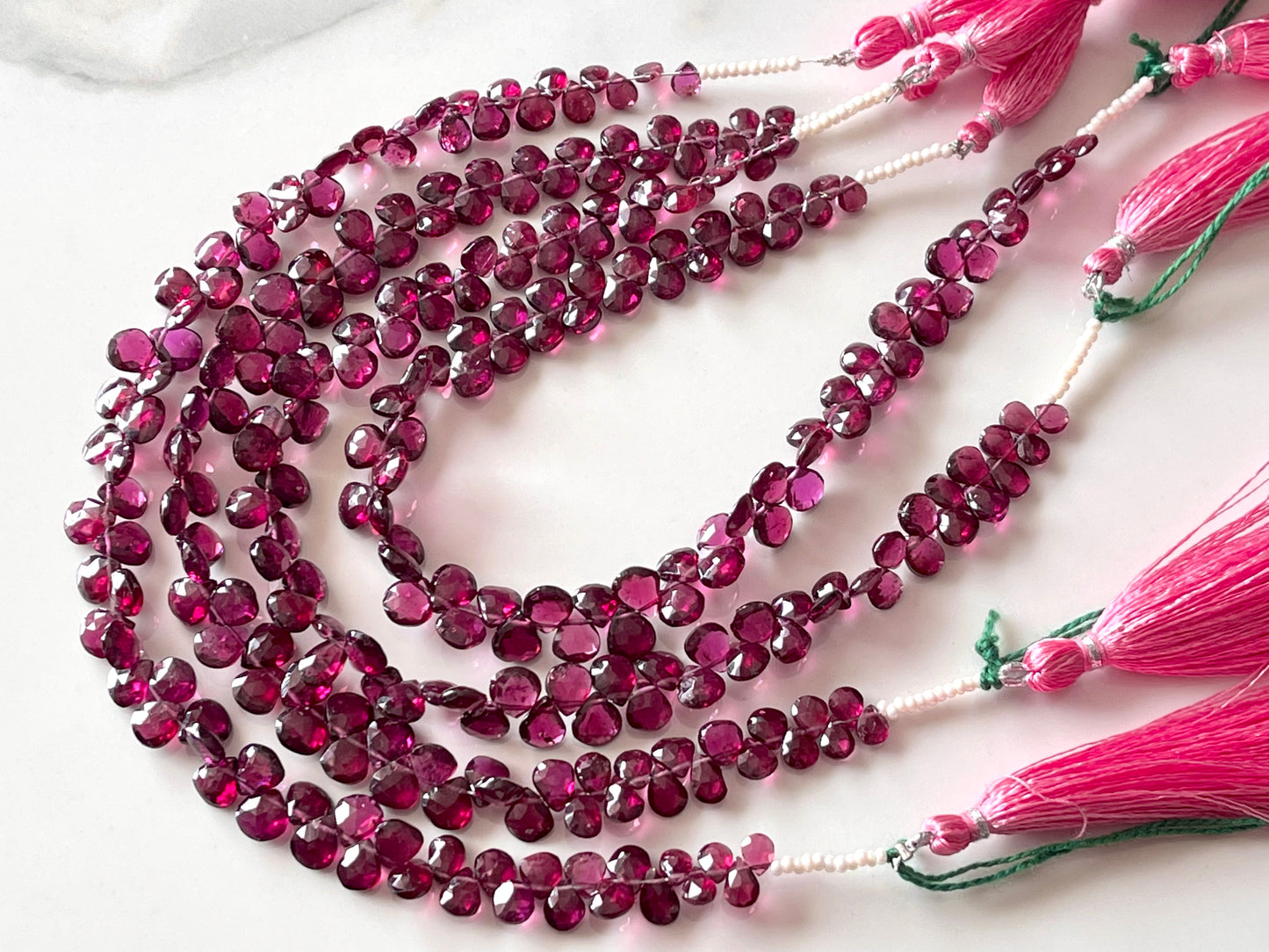 Rhodolite Garnet Faceted Heart Briolette beads