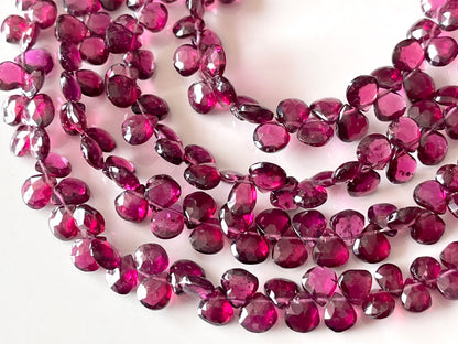 Rhodolite Garnet Faceted Heart Briolette beads