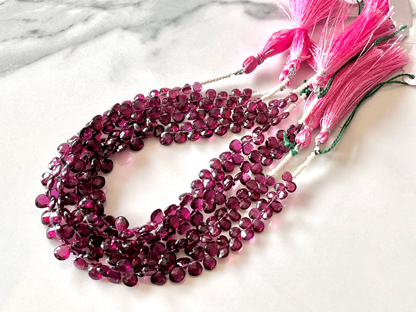 Rhodolite Garnet Faceted Heart Briolette beads