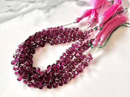 Rhodolite Garnet Faceted Heart Briolette beads