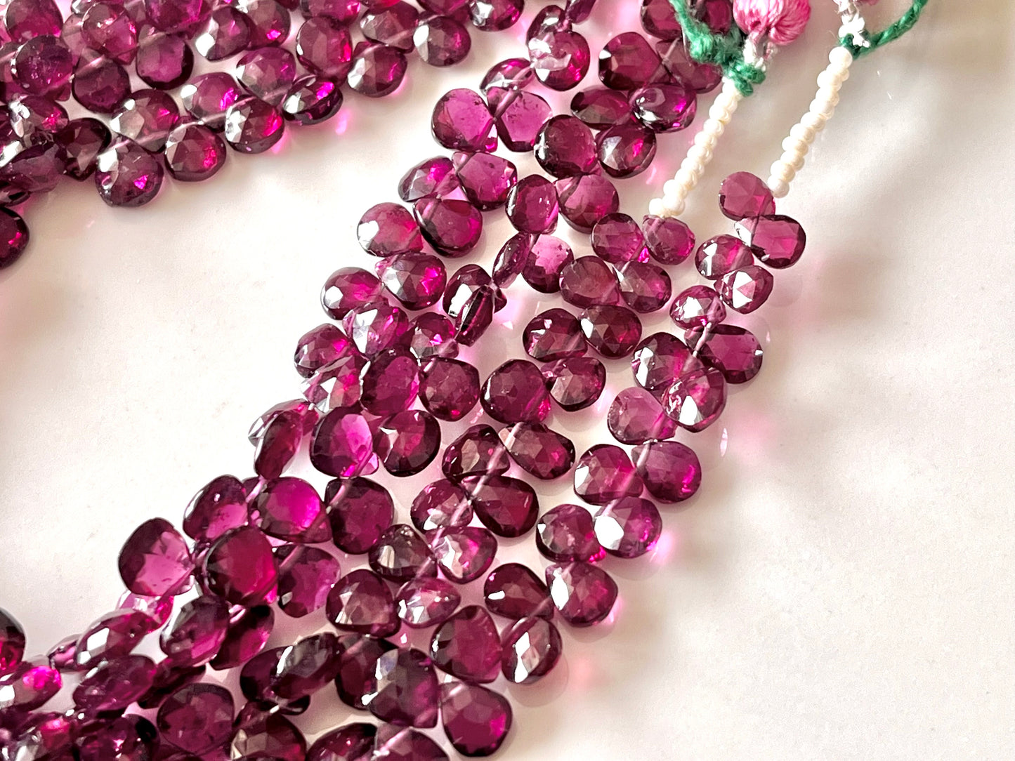 Rhodolite Garnet Faceted Heart Briolette beads
