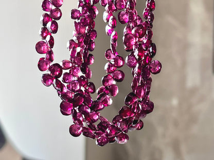 Rhodolite Garnet Faceted Heart Briolette beads