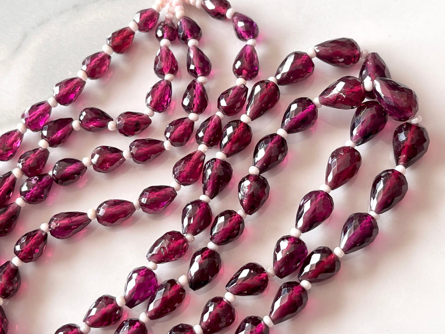 Rhodolite Garnet Faceted Drops