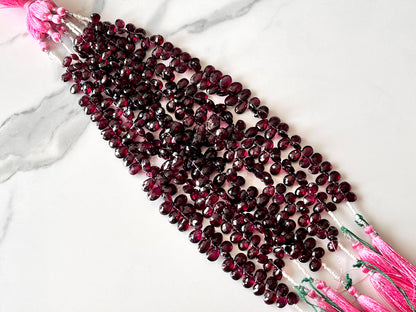 Rhodolite Garnet Faceted Pear Briolette beads
