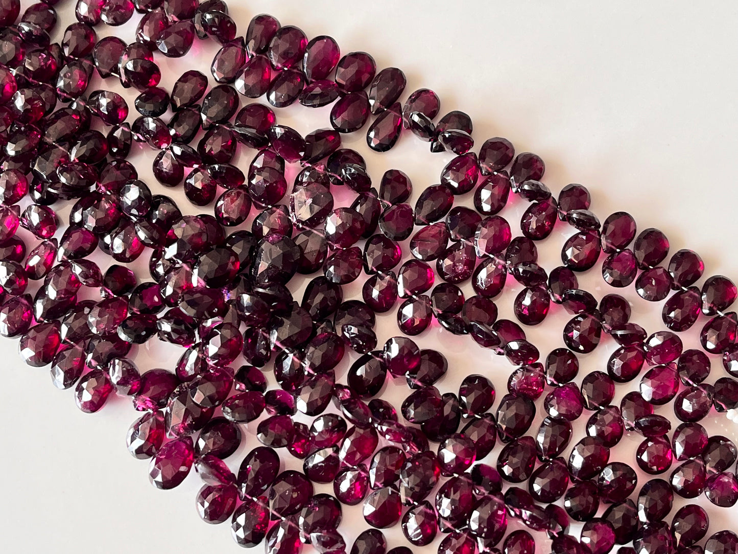 Rhodolite Garnet Faceted Pear Briolette beads