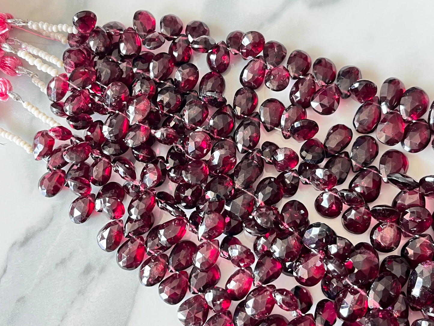 Rhodolite Garnet Faceted Pear Briolette beads