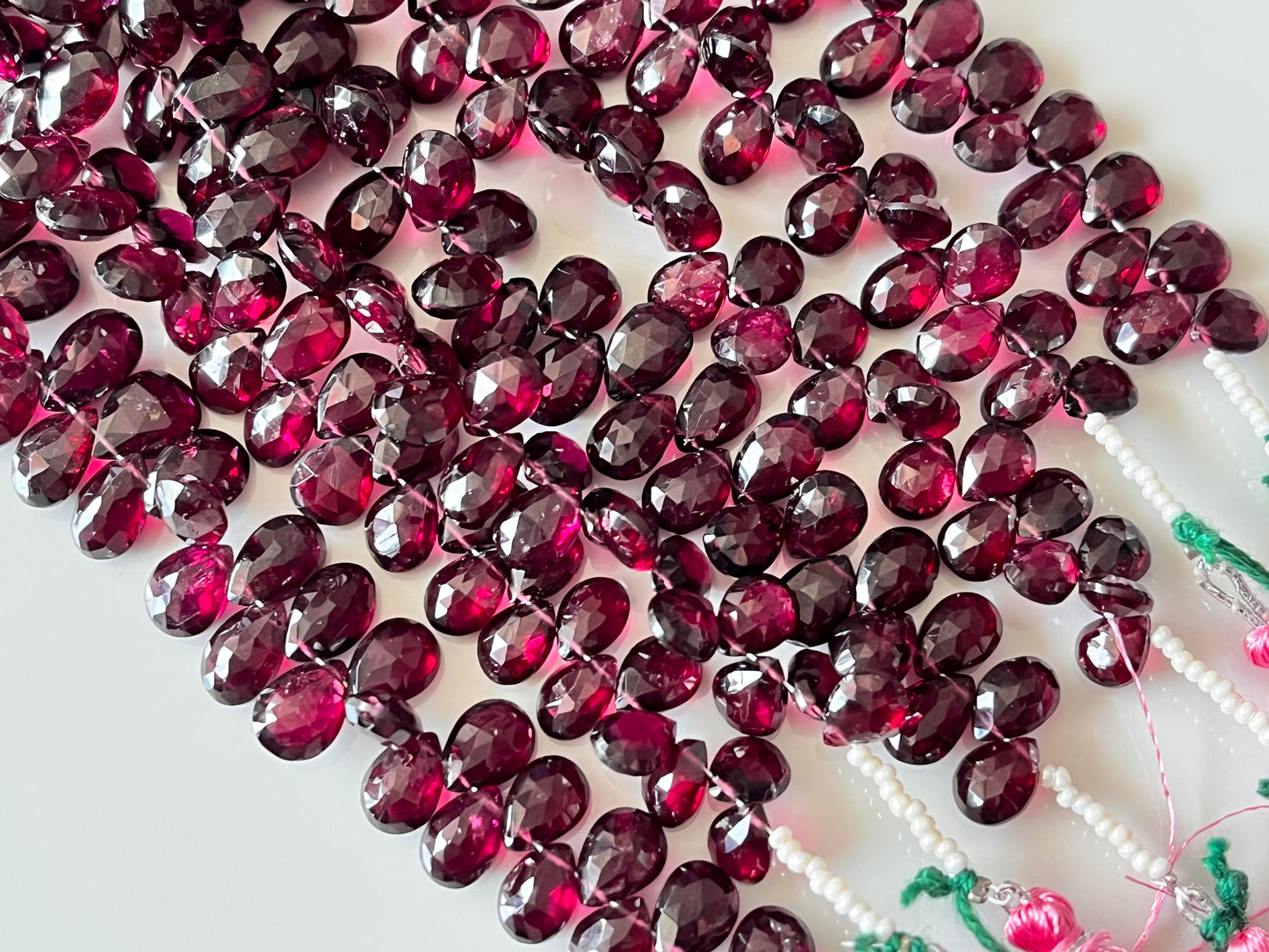 Rhodolite Garnet Faceted Pear Briolette beads