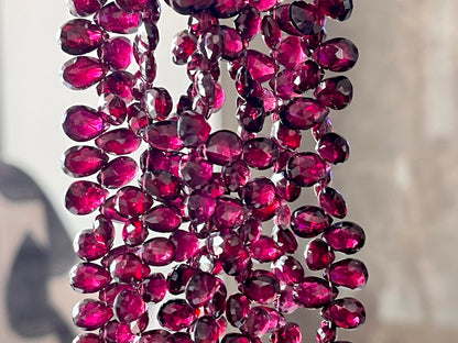 Rhodolite Garnet Faceted Pear Briolette beads