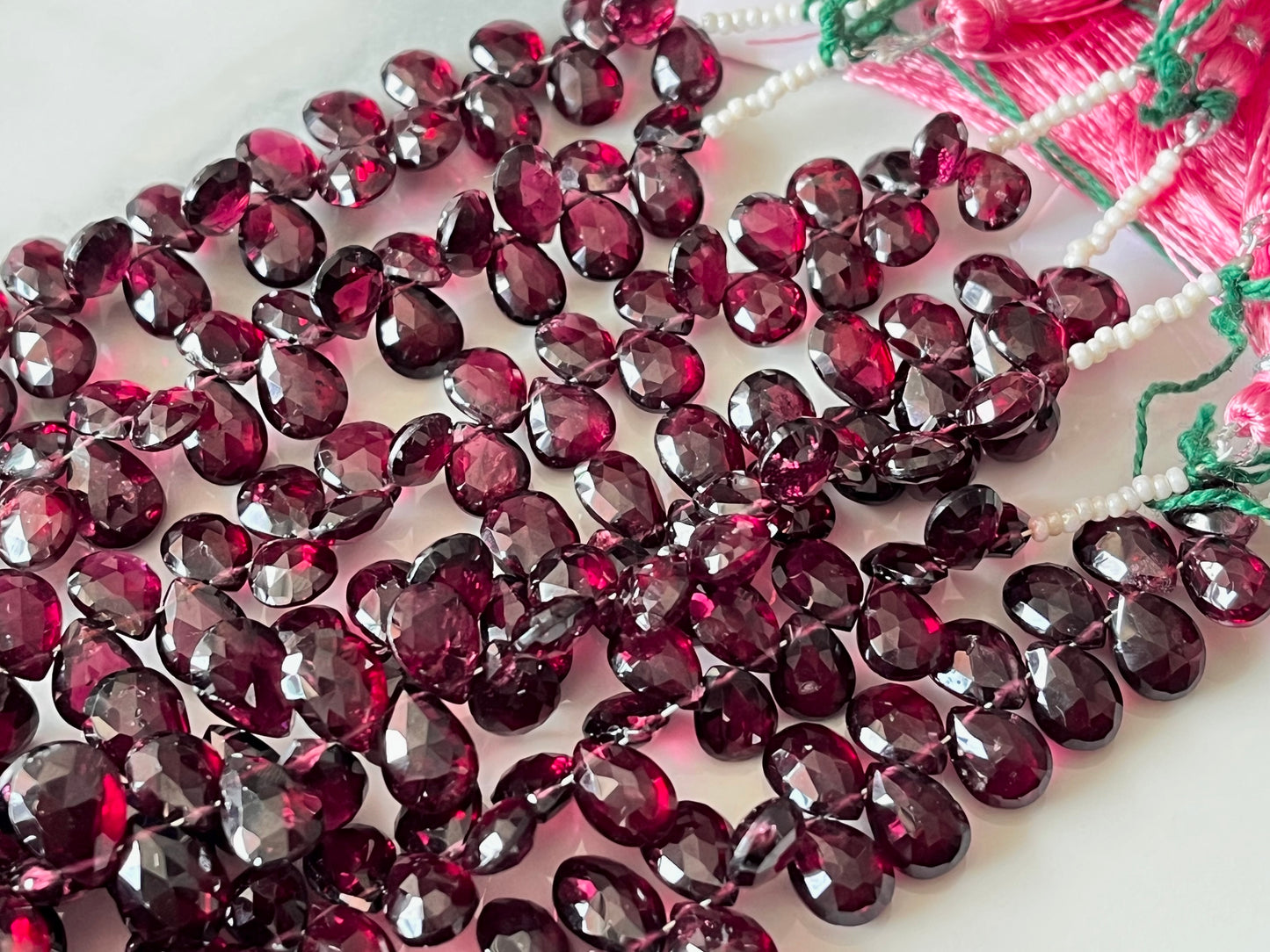 Rhodolite Garnet Faceted Pear Briolette beads