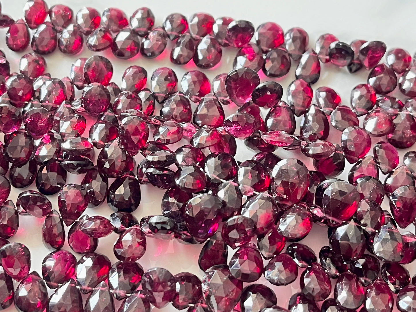 Rhodolite Garnet Faceted Pear Briolette beads