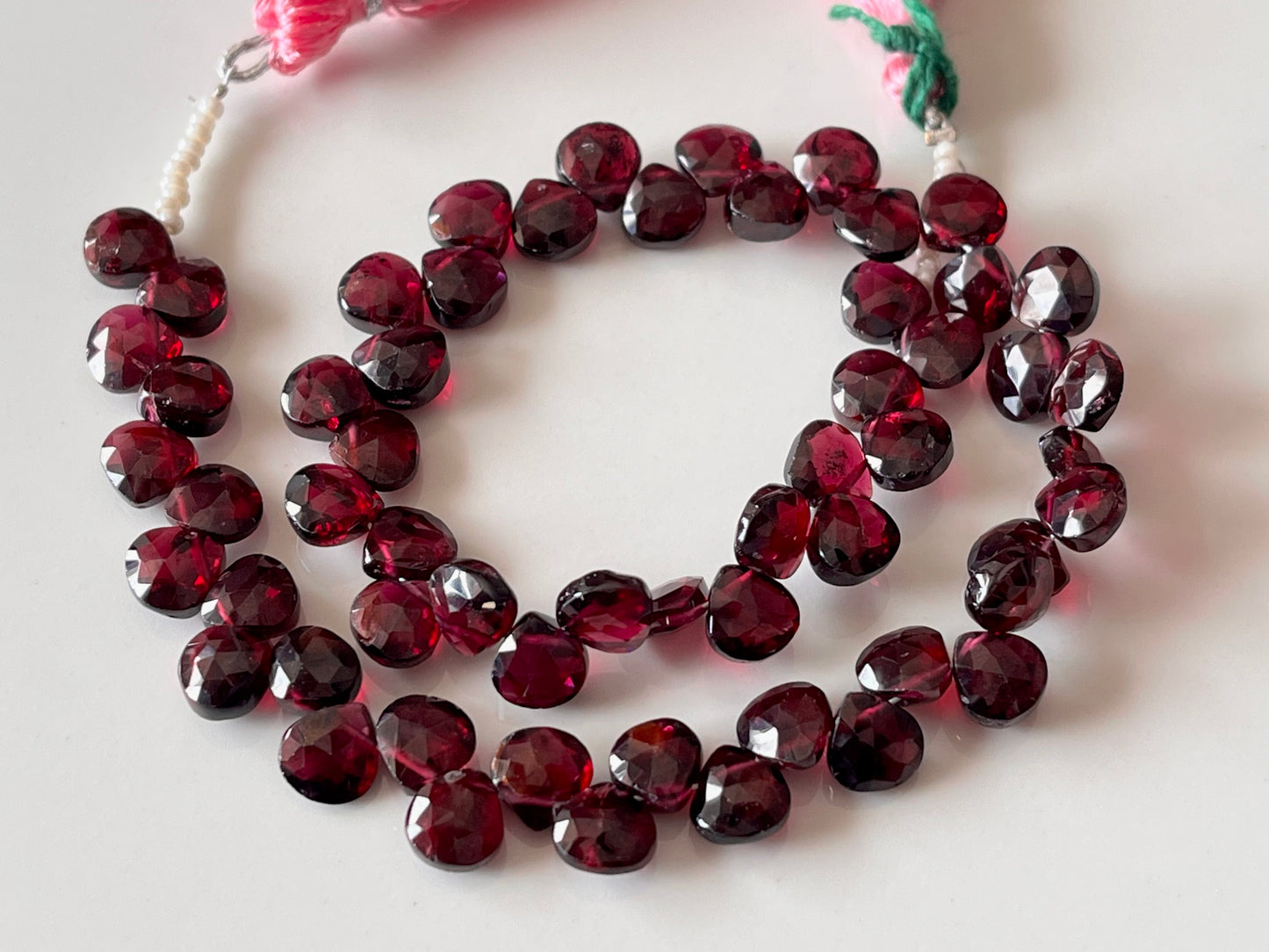 Rhodolite Garnet Faceted Heart Briolette beads