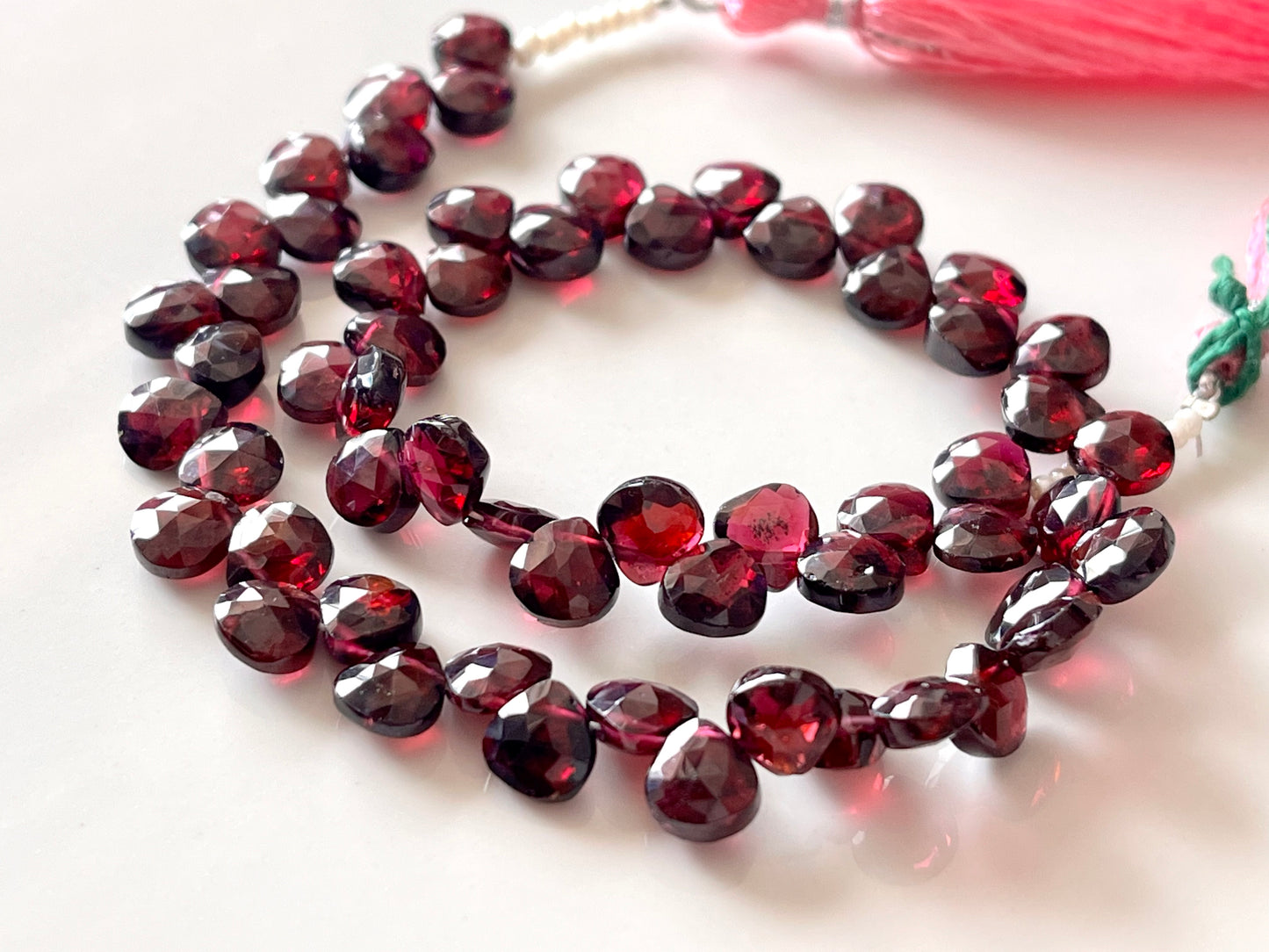 Rhodolite Garnet Faceted Heart Briolette beads