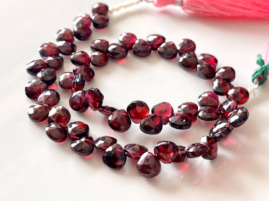 Rhodolite Garnet Faceted Heart Briolette beads