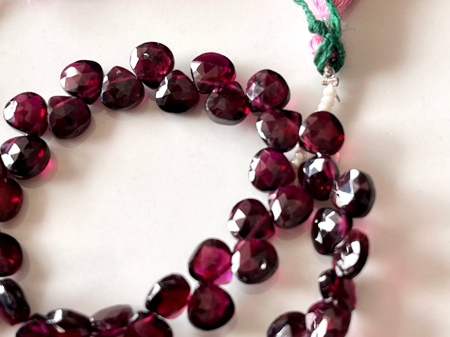 Rhodolite Garnet Faceted Heart Briolette beads