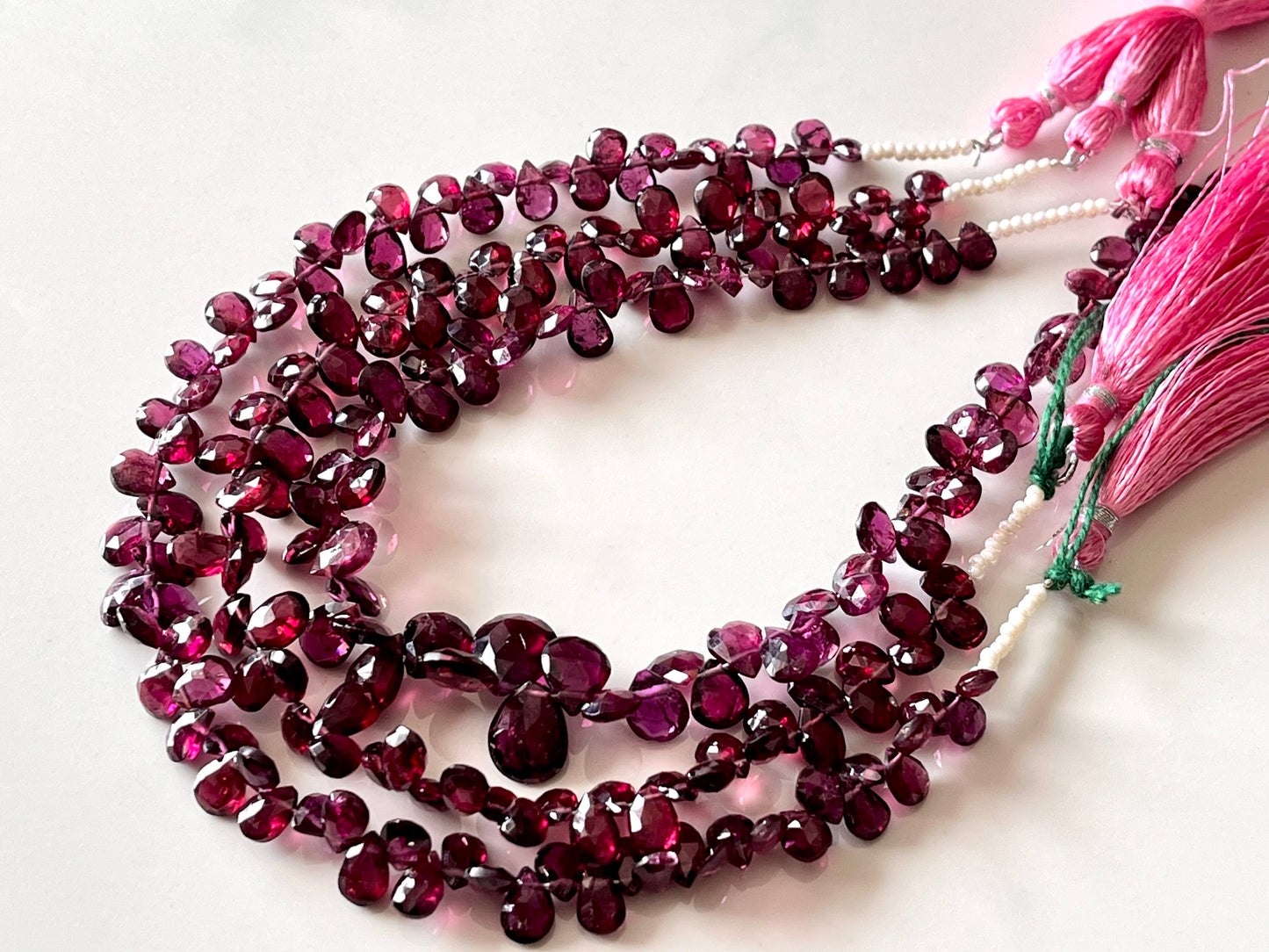 Rhodolite Garnet Faceted Pear Briolette beads
