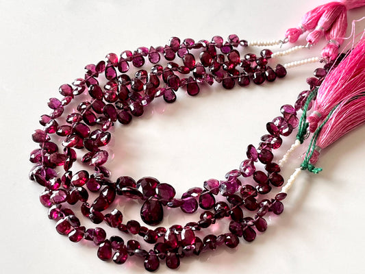 Rhodolite Garnet Faceted Pear Briolette beads