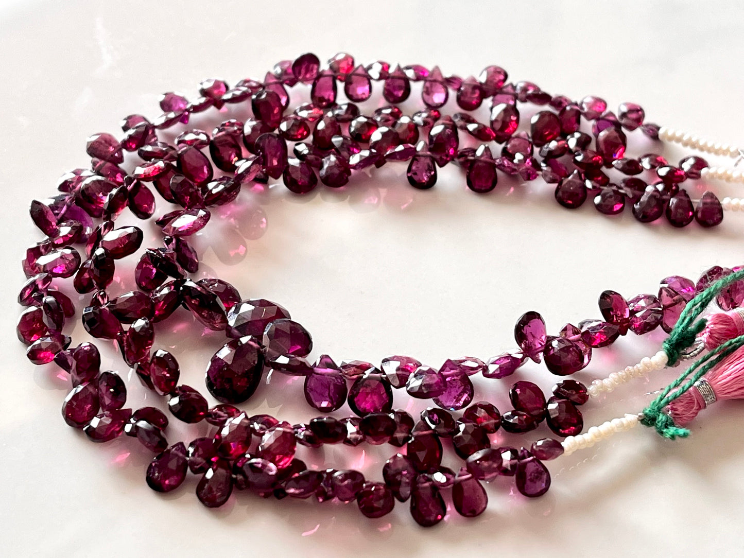 Rhodolite Garnet Faceted Pear Briolette beads