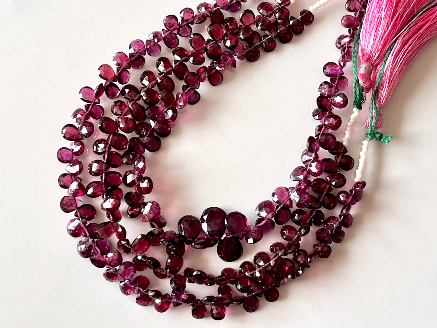 Rhodolite Garnet Faceted Pear Briolette beads