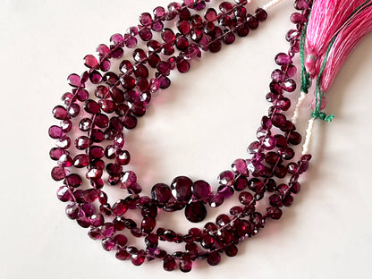Rhodolite Garnet Faceted Pear Briolette beads
